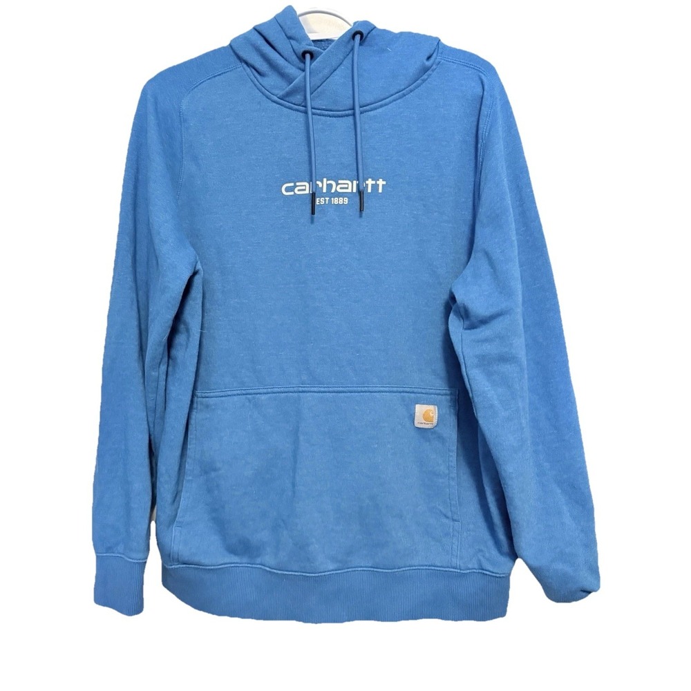 Boys Carhartt Force Blue Spellout Hooded Sweatshirt Size Large 10/12